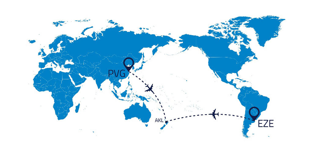 Aerolíneas Argentinas - Vuelo especial a Shanghai, China (Mapa)