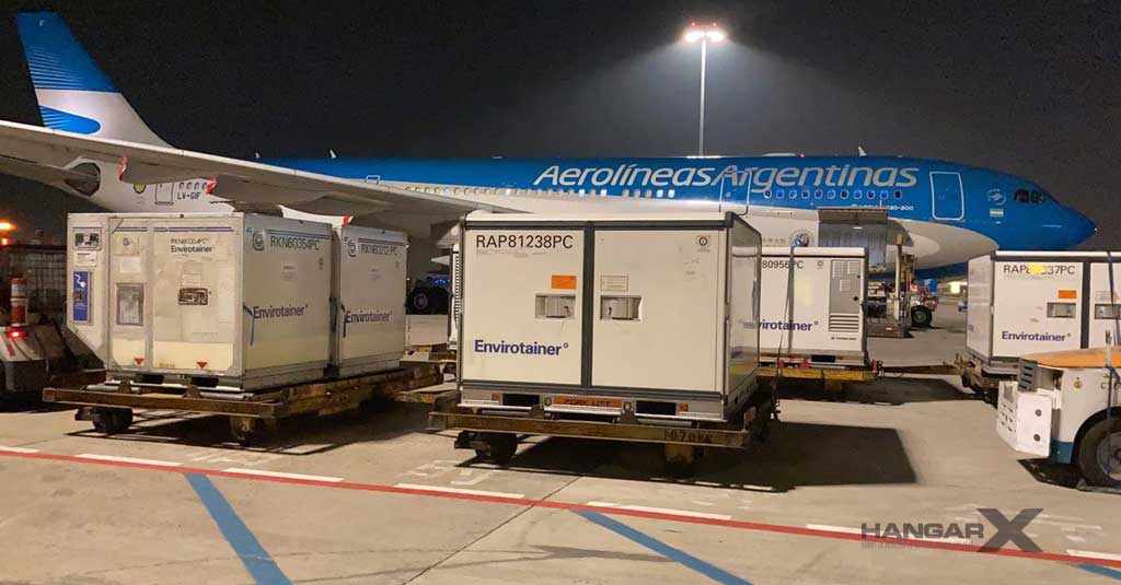 Aerolíneas Argentinas transporta vacunas Sinopharm desde China