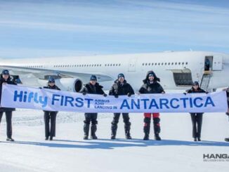 Primer aterrizaje de un Airbus A340 en la Antártida