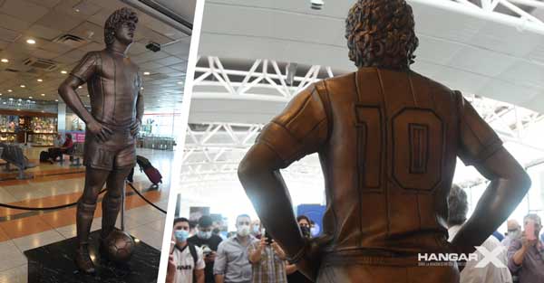 Estatua de Diego Maradona en el Aeropuerto Internacional de Ezeiza