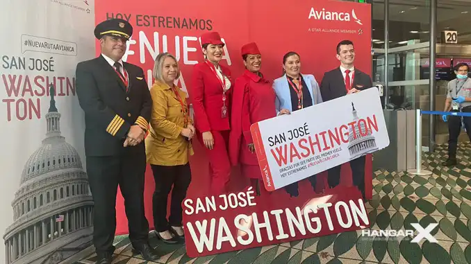 Avianca inició sus vuelos directos entre San José y Washington