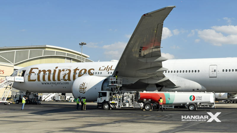 Emirates realizó pruebas con combustibles de aviación 100% sostenible