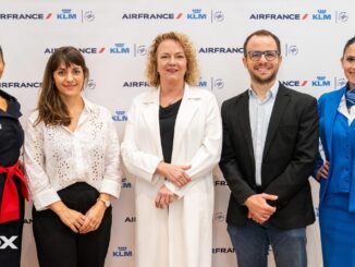 Representantes de Air France-KLM junto a Pia Lackman en evento por los 20 años de alianza e inversión en Argentina.