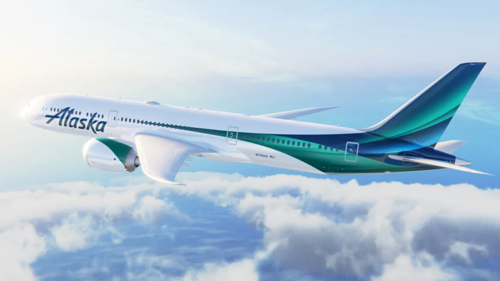 Boeing 787 Dreamliner de Alaska Airlines en vuelo, con nuevo diseño global