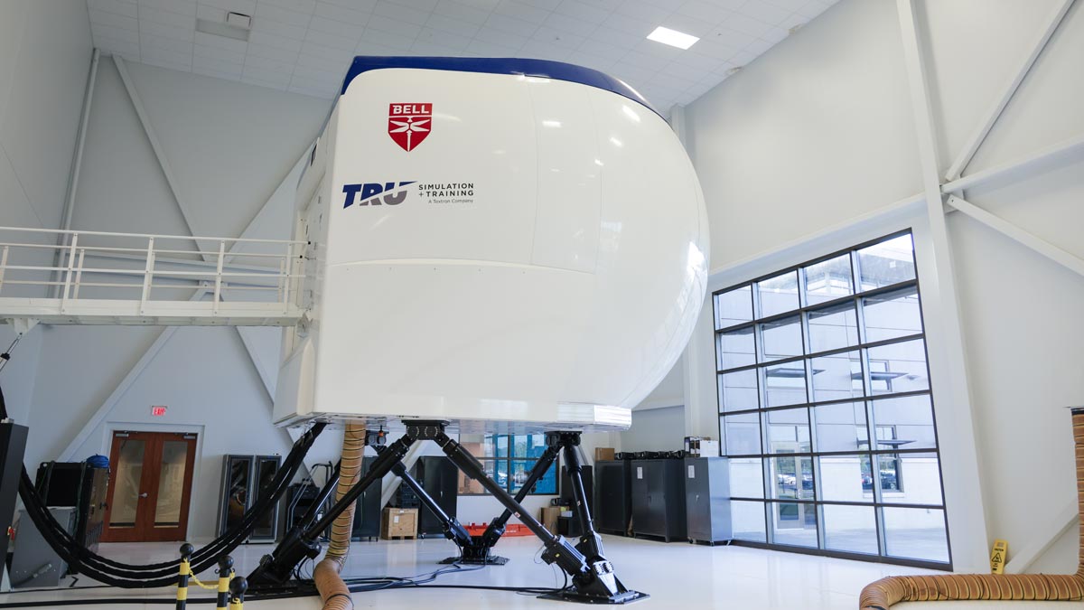 Simulador de vuelo del Bell 525 en la Bell Training Academy, fabricado por TRU Simulation + Training.