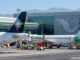 Aviones de Volaris y Viva Aerobus en plataforma, que formarán un nuevo grupo de aerolíneas mexicano