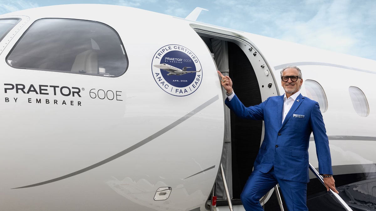 El Embraer Praetor 600E recibe la triple certificación de ANAC, FAA y EASA