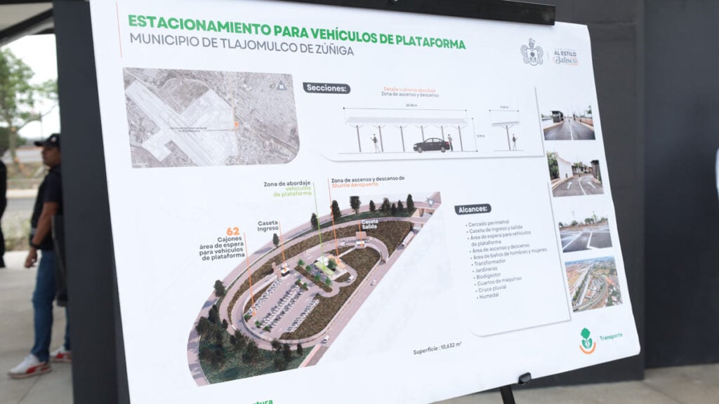 Aeropuerto de Guadalajara Mundial 2026: Infografía y plano técnico del nuevo estacionamiento con 62 cajones para vehículos de aplicaciones móviles de transporte